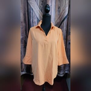NWOT SHEIN Orange Solid Flounce Sleeve Blouse